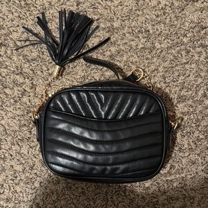 Black Quilted Leather Crossbody Bag